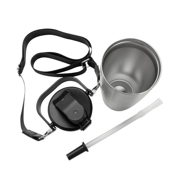 Obrázky: Termohrnek z recykl.nerez oceli s popruhem, stříbrná, Obrázek 7