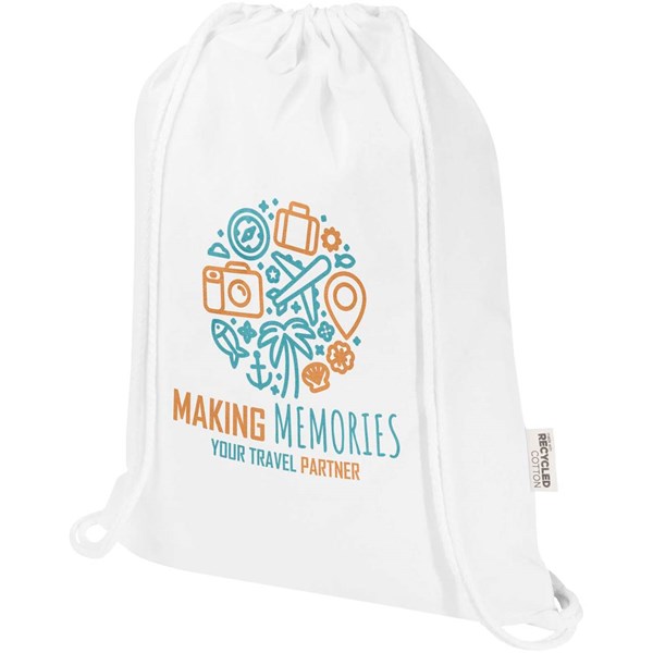 Obrázky: Stahovací batoh 180 g/m² z rec. GRS, bílá, Obrázek 8