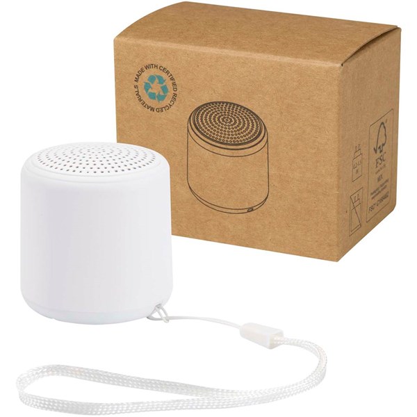Obrázky: Bílý 3W bezdrát. Bluetooth® reproduktor z rec. ABS