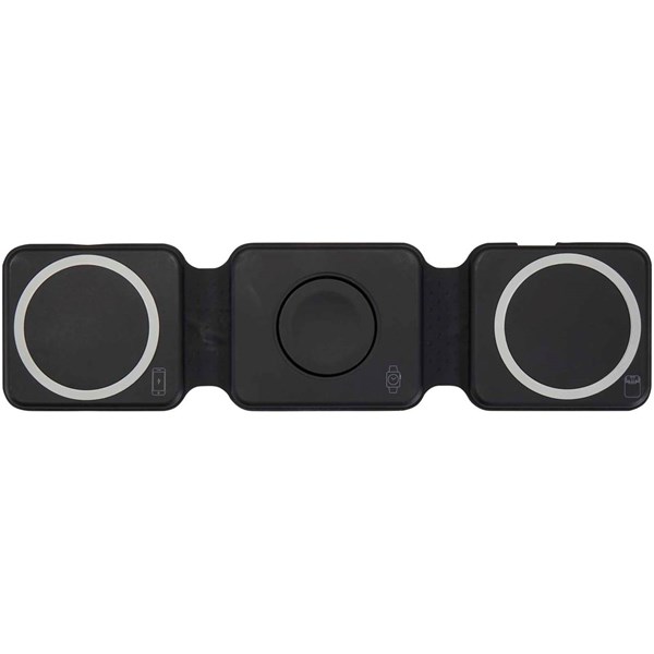 Obrázky: Černá skládací bezdrát.nabíječka 3v1/15W z rec. ABS, Obrázek 5