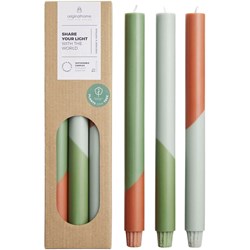 Obrázky: Sada 3 kusů svíček s diagonálním vzorem, zelená