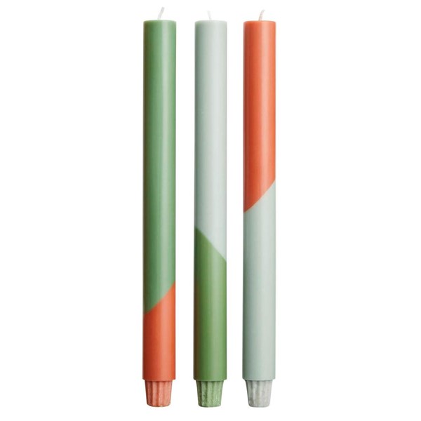 Obrázky: Sada 3 kusů svíček s diagonálním vzorem, zelená, Obrázek 2