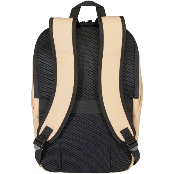 Obrázky: Béžový rolovací batoh 18L na notebook 15″ z PU kůže, Obrázek 2