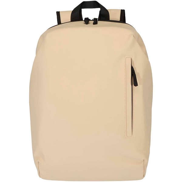 Obrázky: Béžový rolovací batoh 18L na notebook 15″ z PU kůže, Obrázek 6