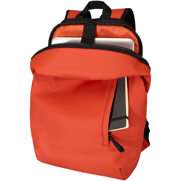 Obrázky: Cihlový rolovací batoh 18L na notebook 15″z PU kůže, Obrázek 5