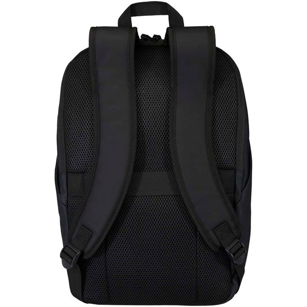 Obrázky: Černý rolovací batoh 18L na notebook 15″ z PU kůže, Obrázek 2