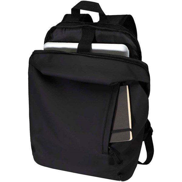 Obrázky: Černý rolovací batoh 18L na notebook 15″ z PU kůže, Obrázek 5