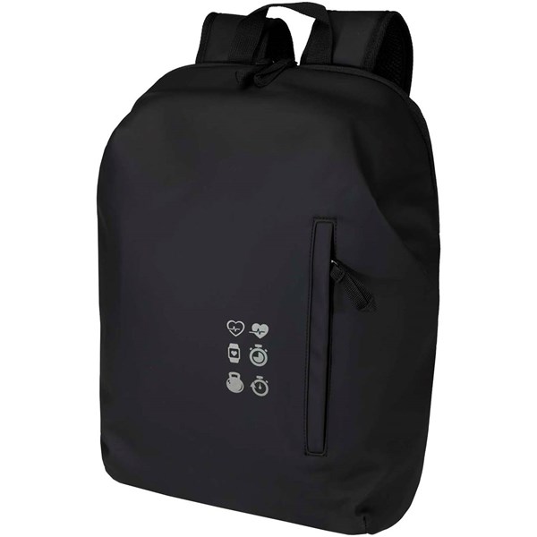 Obrázky: Černý rolovací batoh 18L na notebook 15″ z PU kůže, Obrázek 9