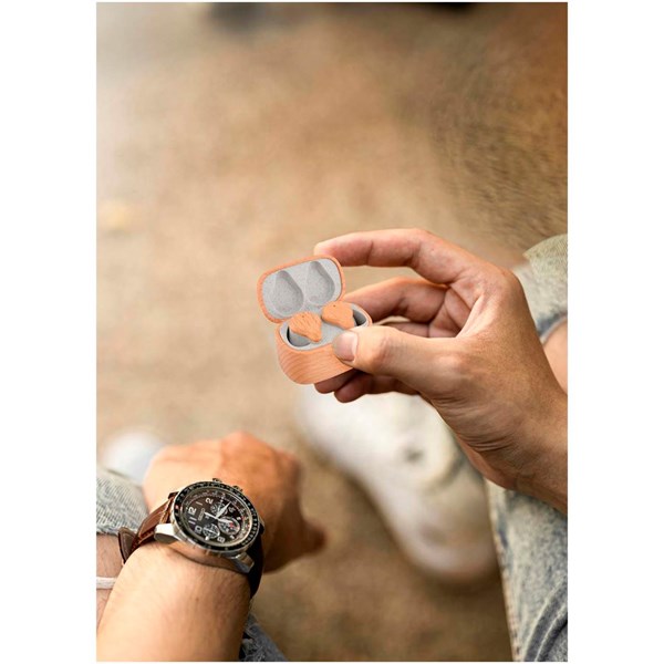 Obrázky: Sluchátka Prixton TWS163 s ENC, hnědé bukové dřevo, Obrázek 5