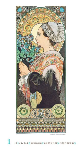 Obrázky: ALFONS MUCHA, nástěnný kalendář 330x600 mm, Obrázek 2