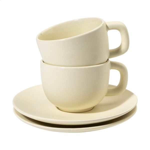 Obrázky: 2ks šálků 200ml s podšálkem na cappuccino, béžové
