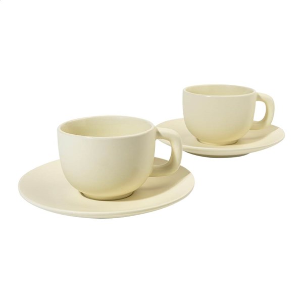 Obrázky: 2ks šálků 200ml s podšálkem na cappuccino, béžové, Obrázek 2