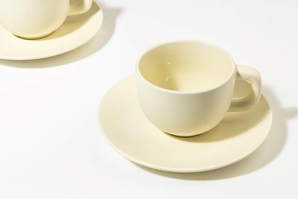 Obrázky: 2ks šálků 200ml s podšálkem na cappuccino, béžové, Obrázek 5