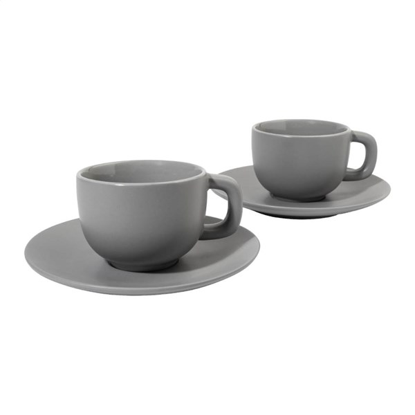 Obrázky: 2ks šálků 200ml s podšálkem na cappuccino, šedé, Obrázek 2
