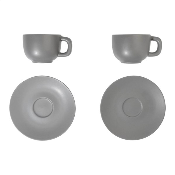 Obrázky: 2ks šálků 200ml s podšálkem na cappuccino, šedé, Obrázek 3