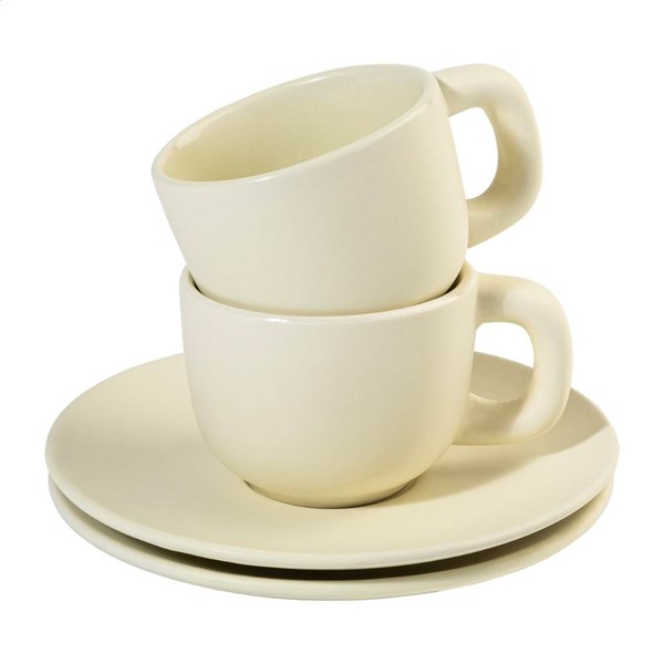Obrázky: 2ks šálků 85ml s podšálkem na espresso, béžové