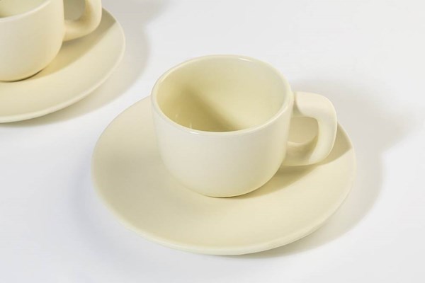 Obrázky: 2ks šálků 85ml s podšálkem na espresso, béžové, Obrázek 5