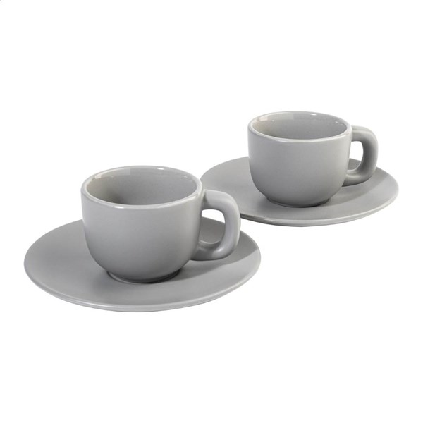Obrázky: 2ks šálků 85ml s podšálkem na espresso, šedé, Obrázek 2