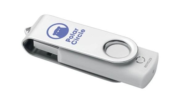 Obrázky: USB flash disk Twister 16 GB z recykl. ABS, bílý, Obrázek 3