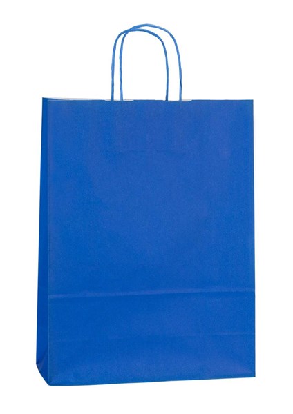Obrázky: Papírová taška modrá 26x11x34,5 cm, kroucená šňůra