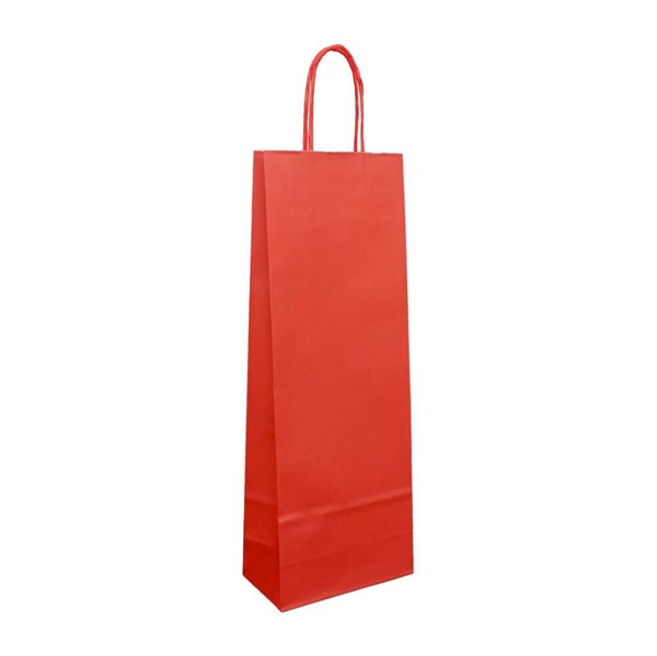 Obrázky: Papírová taška červená 14x8x39 mm, kroucená šňůra