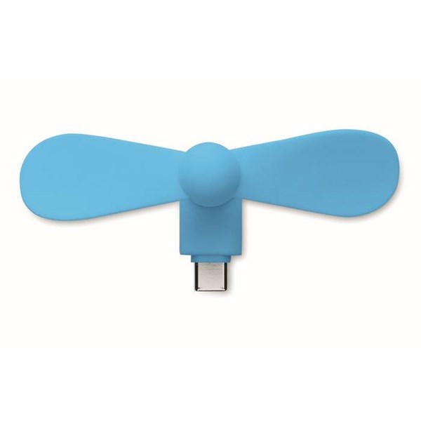 Obrázky: Tyrkysový přenosný USB-C ventilátor, Obrázek 3