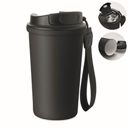 Obrázky: Černý recyklovaný ocelový termohrnek 400ml