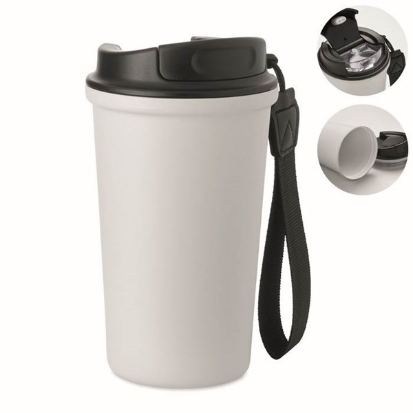 Obrázky: Bílý recyklovaný ocelový termohrnek 400ml