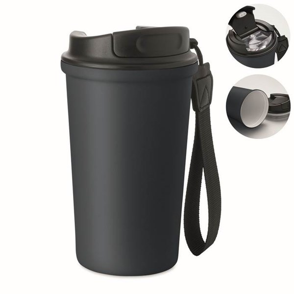 Obrázky: Tmavě modrý recyklovaný ocelový termohrnek 400ml