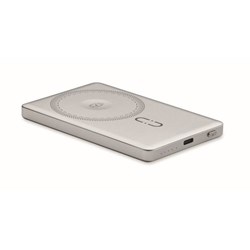 Obrázky: Matně stříbrná magnetická powerbanka 5000mAh 15W