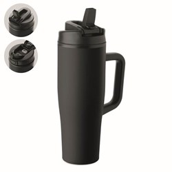 Obrázky: Černý termohrnek s dvojitou stěnou 900 ml