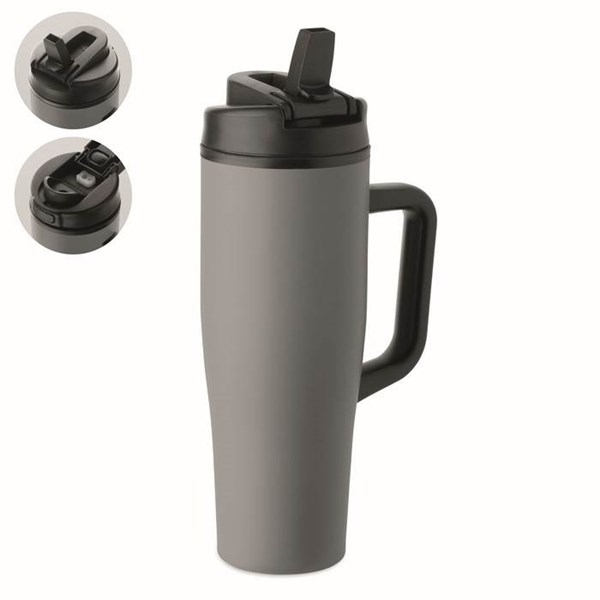 Obrázky: Šedý termohrnek s dvojitou stěnou 900 ml