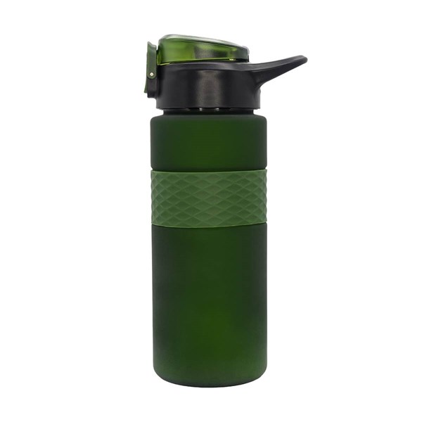 Obrázky: RPET láhev s brčkem 700 ml, tmavě zelená