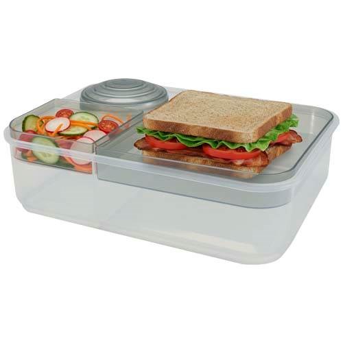 Obrázky: Svačinový box 1450 ml, 3 přihrádky, sv. šedá, Obrázek 2