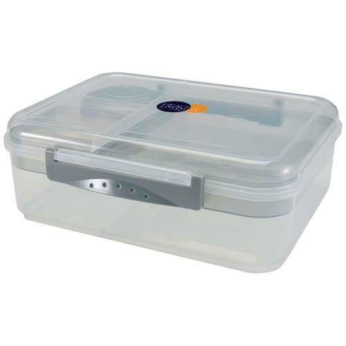 Obrázky: Svačinový box 1450 ml, 3 přihrádky, sv. šedá, Obrázek 5