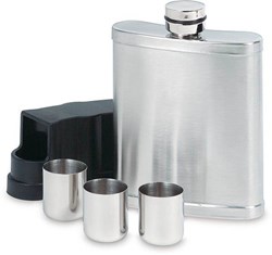 Zobrazit detaily pro Kapesní butylka 200 ml se třemi odlivkami stříbrná Obrázky: Kapesní butylka 200 ml se třemi odlivkami stříbrná