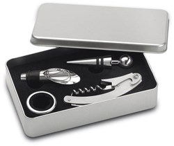 Zobrazit detaily pro Nerezová sada na víno v kovovém boxu Obrázky: Nerezová sada na víno v kovovém boxu