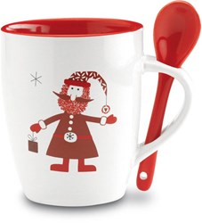 Zobrazit detaily pro Vánoční keramický hrnek se lžičkou a dekorem Santy Obrázky: Vánoční keramický hrnek se lžičkou a dekorem Santy
