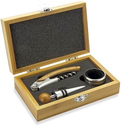 Zobrazit detaily pro Sada na víno v bambusovém boxu Obrázky: Sada na víno v bambusovém boxu