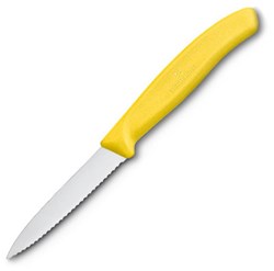 Zobrazit detaily pro Žlutý nůž na zeleninu VICTORINOX,vlnky 8cm Obrázky: Žlutý nůž na zeleninu VICTORINOX,vlnky 8cm