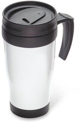 Zobrazit detaily pro Bílý plastový termohrnek 450 ml s černým víčkem Obrázky: Bílý plastový termohrnek 450 ml s černým víčkem