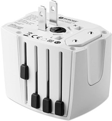 Zobrazit detaily pro Bílý cestovní zásuvkový adaptér s USB nabíječkou Obrázky: Bílý cestovní zásuvkový adaptér s USB nabíječkou