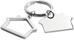 Zobrazit detaily pro Kovový přívěsek na klíče s domečky Obrázky: Kovový přívěsek na klíče s domečky