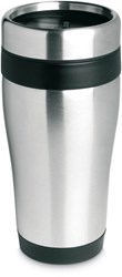 Zobrazit detaily pro Nerezový termohrnek s černým plastovým víčkem Obrázky: Nerezový termohrnek s černým plastovým víčkem