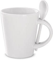 Zobrazit detaily pro Bílý kamenin. hrnek se lžičkou i pro sublimaci Obrázky: Bílý kamenin. hrnek se lžičkou i pro sublimaci