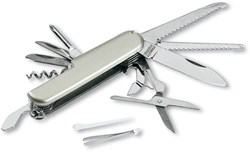 Zobrazit detaily pro Nůž s plastovou stříbrnou střenkou,13 funkcí Obrázky: Nůž s plastovou stříbrnou střenkou,13 funkcí