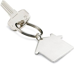 Zobrazit detaily pro Kovový přívěsek na klíče ve tvaru domečku Obrázky: Kovový přívěsek na klíče ve tvaru domečku