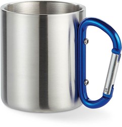 Zobrazit detaily pro Dvouplášťový nerezový hrnek 210ml, modrá karabina Obrázky: Dvouplášťový nerezový hrnek 210ml, modrá karabina