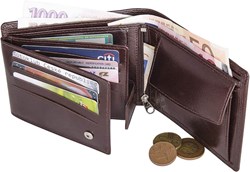 Zobrazit detaily pro Pánská hnědá kožená peněženka - na šířku Obrázky: Pánská hnědá kožená peněženka - na šířku