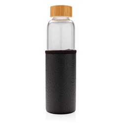 Obrázky: Skleněná láhev ve vzorovaném PU obalu, 550ml, černá